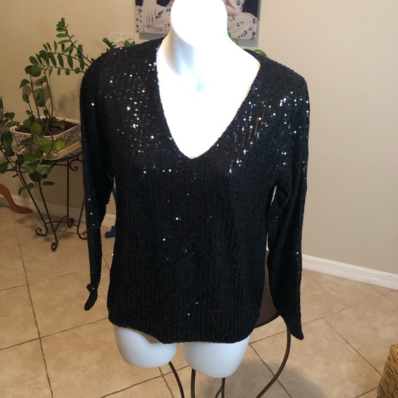 Momo Jimmy Black Sequin Sweater - M - Picture 1 of 9